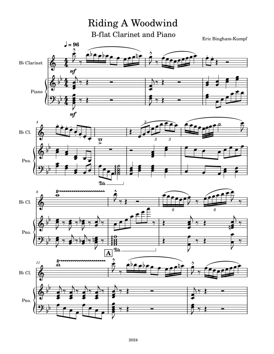 Riding A Woodwind Riding A Woodwind B-Flat Clarinet scores gallery preview page 1