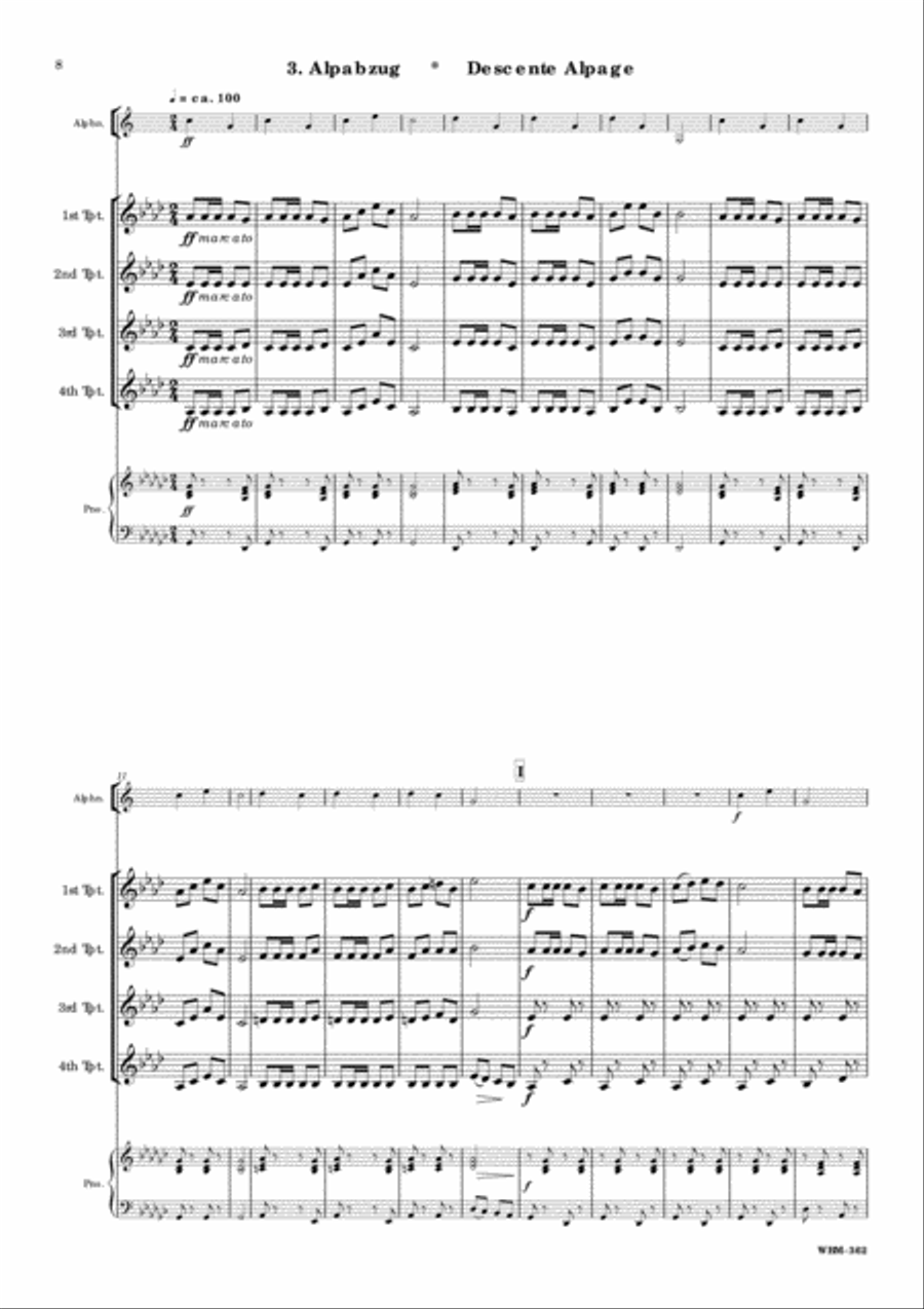 Alp Scenes for 4 Trumpets and Alphorn Trumpet scores gallery preview page 5