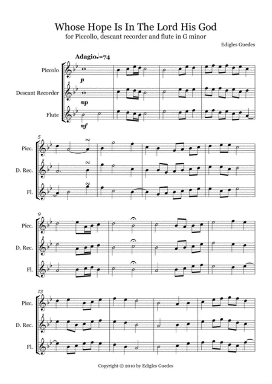 Whose Hope Is In The Lord His God Small Ensemble scores gallery preview page 2