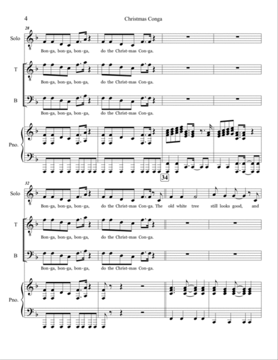 Christmas Conga TTBB scores gallery preview page 4