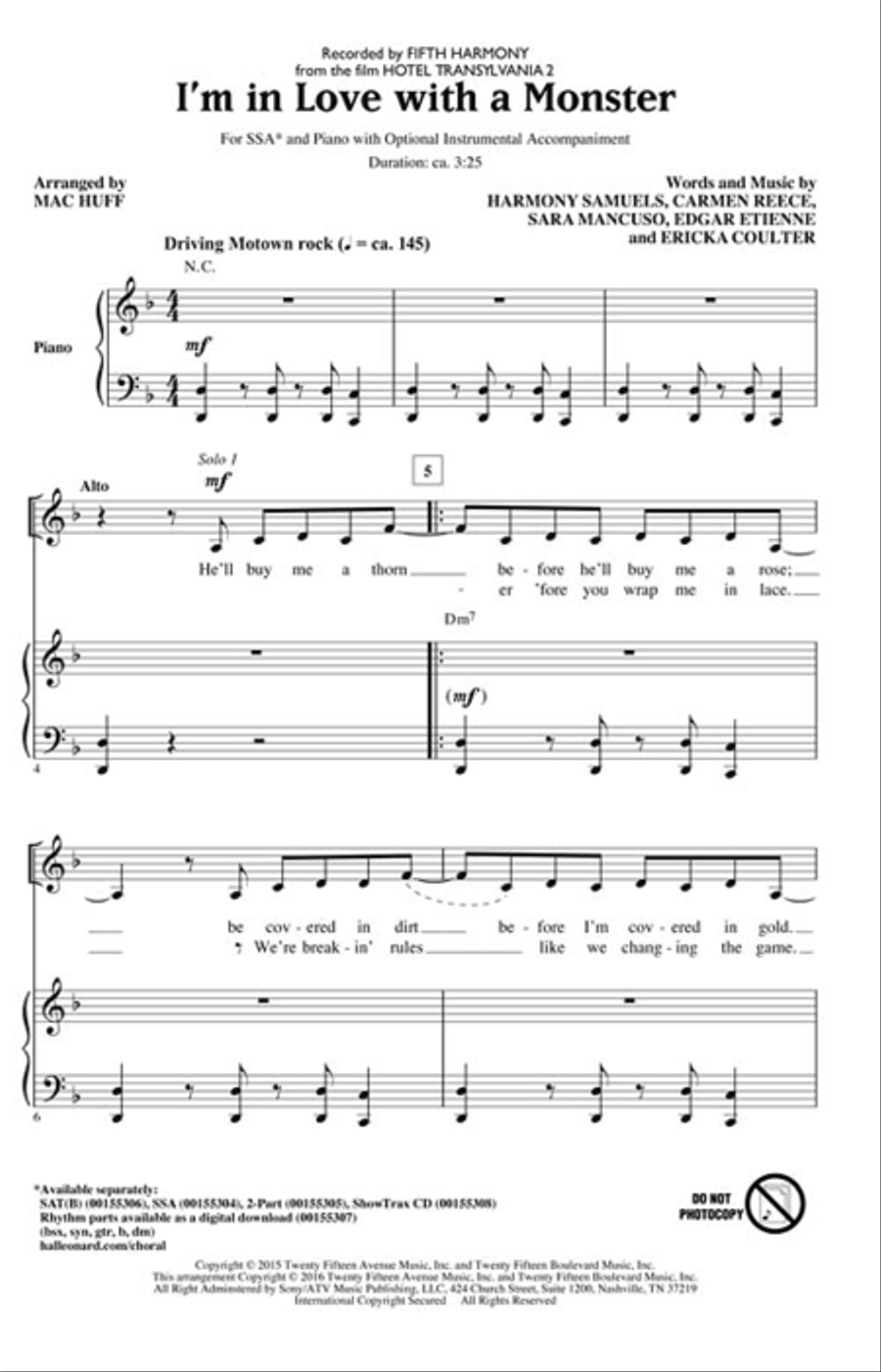 I'm in Love with a Monster Show Choir scores gallery preview page 2