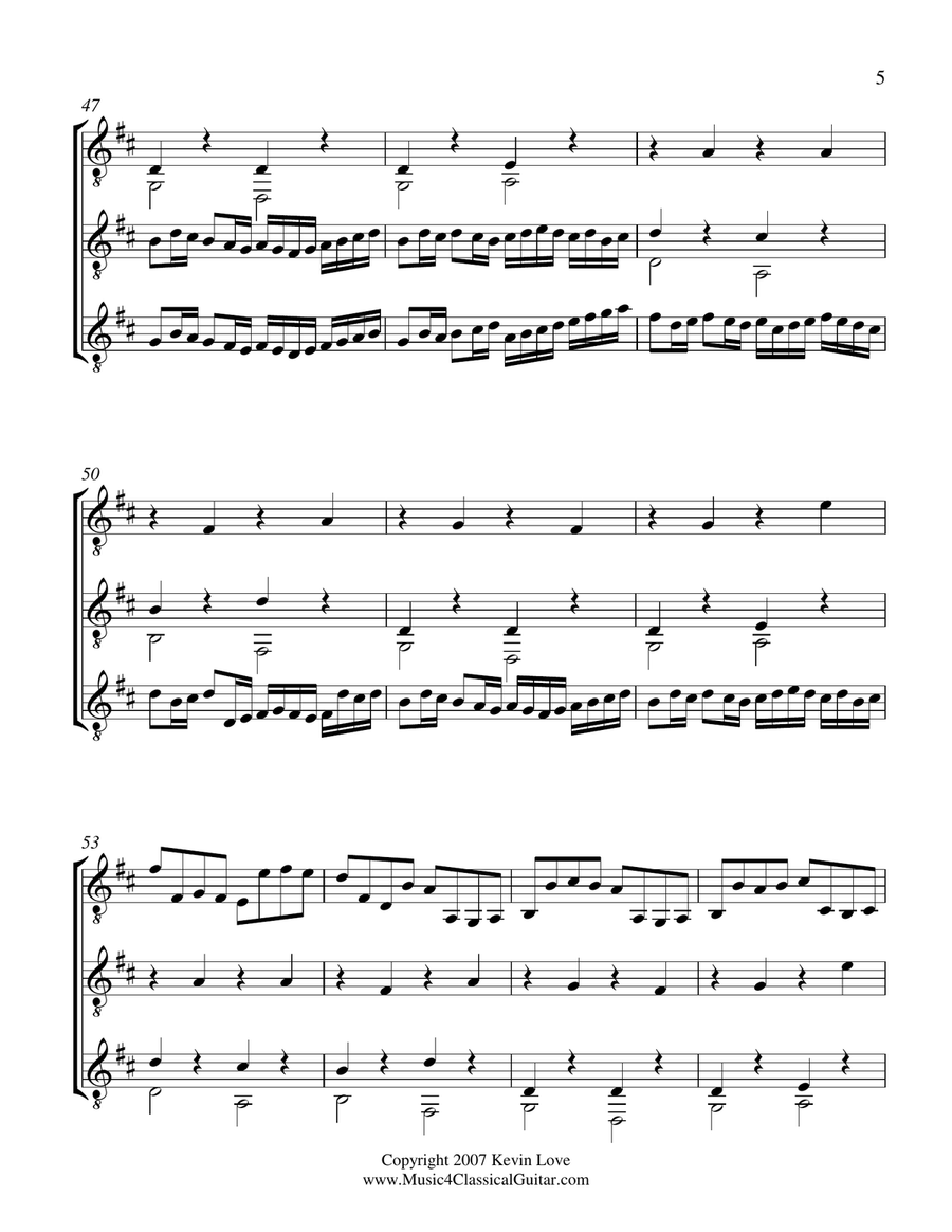 Canon in D (Guitar Trio) - Score and Parts Guitar Ensemble scores gallery preview page 5
