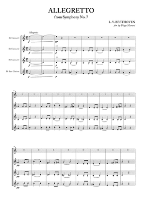 Allegretto from Symphony No. 7 for Clarinet Quartet