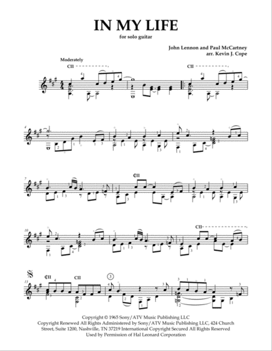In My Life Guitar Solo scores gallery preview page 1
