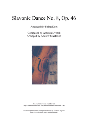 Book cover for Slavonic Dance No. 8 arranged for String Duet