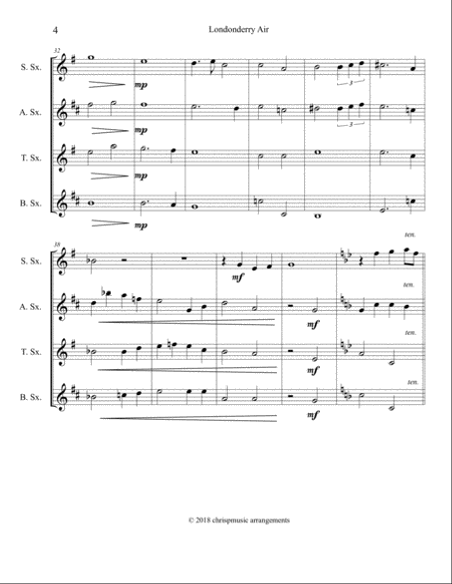 Londonderry Air (Danny Boy) - Sax Quartet Saxophone Quartet scores gallery preview page 5