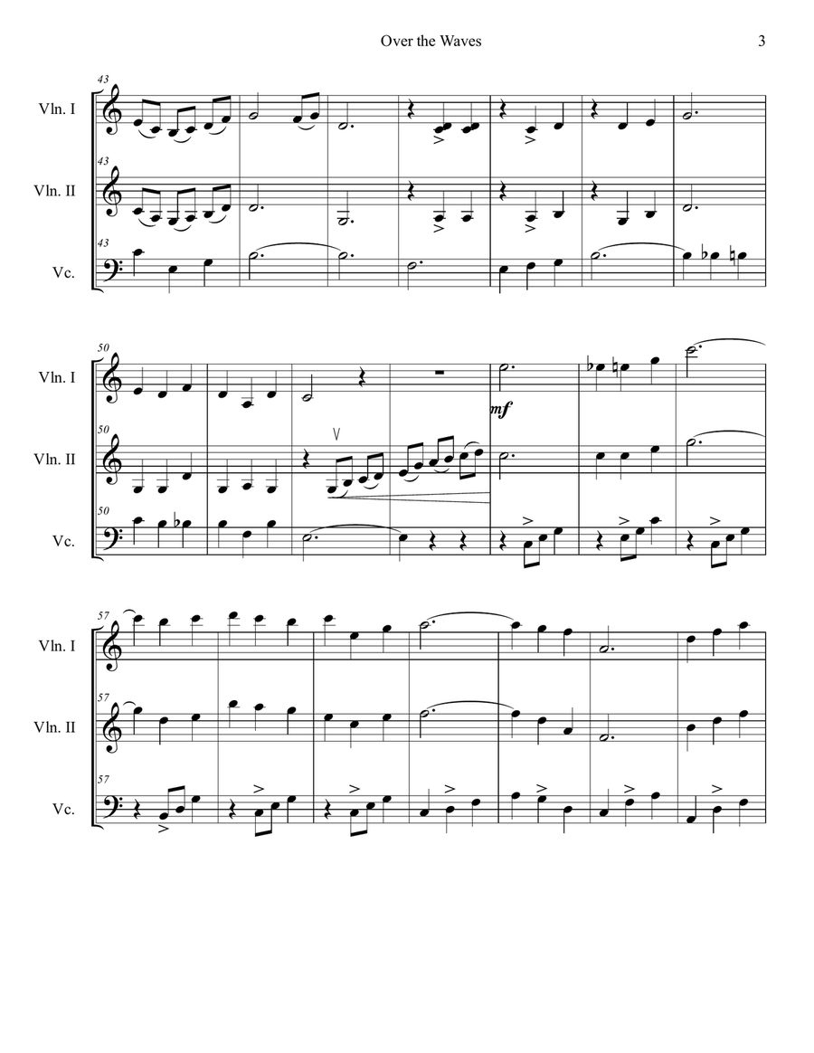 Over the Waves String Trio scores gallery preview page 3