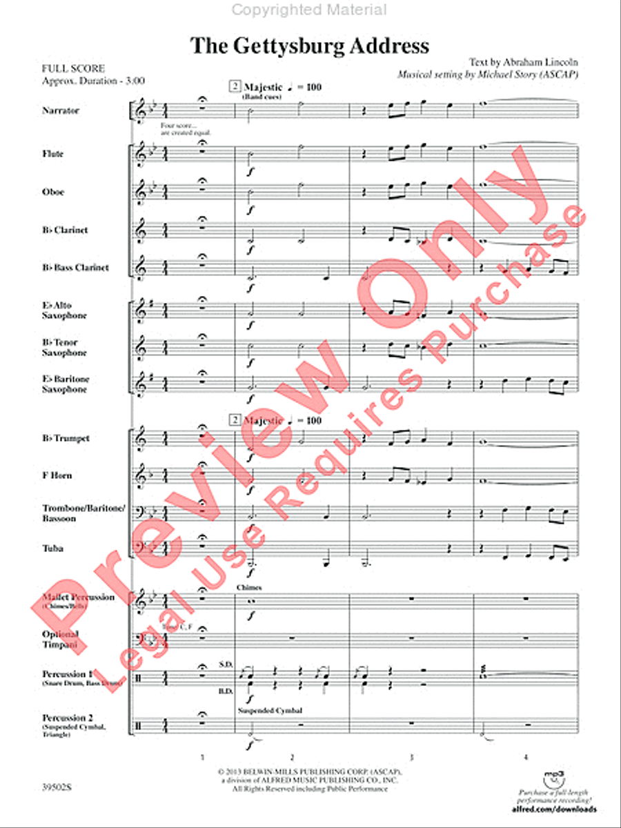 The Gettysburg Address Concert Band scores gallery preview page 3
