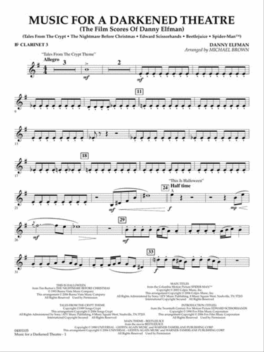 Music for a Darkened Theatre (The Film Scores of Danny Elfman) Concert Band scores gallery preview page 5