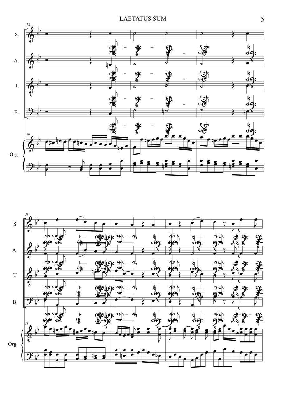 M. Haydn, LAETATUS SUM. Arr. for SATB Choir and Organ 4-Part scores gallery preview page 5