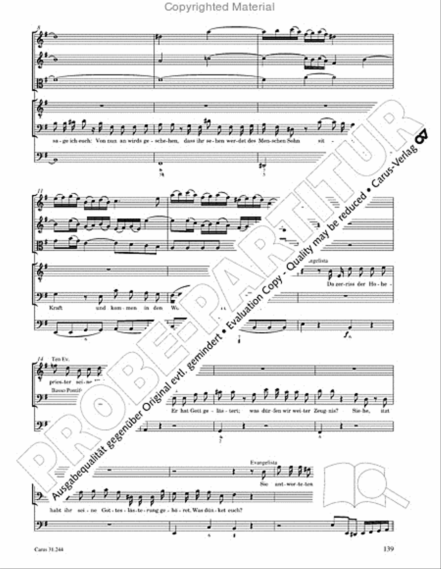 St. Matthew Passion (Matthaus-Passion) 4-Part scores gallery preview page 141