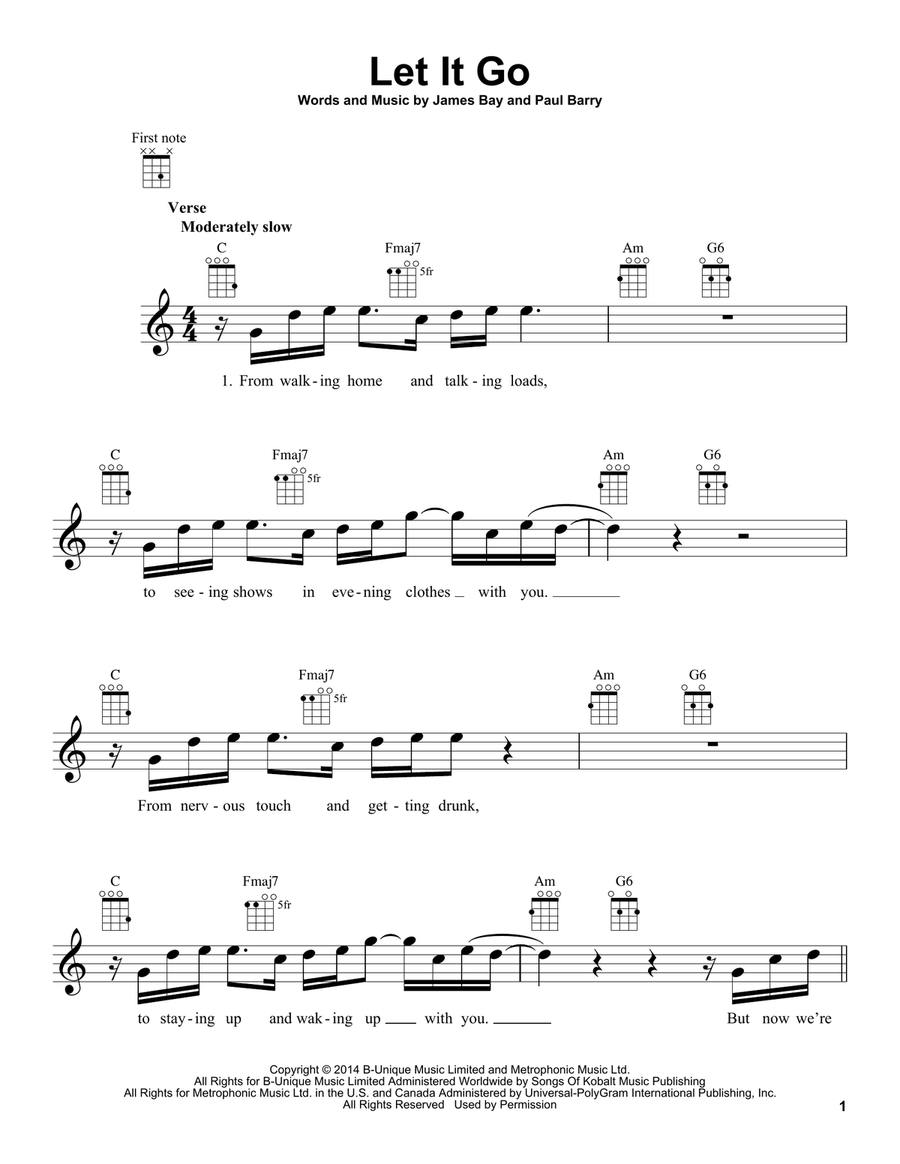 Let It Go Ukulele scores gallery preview page 1