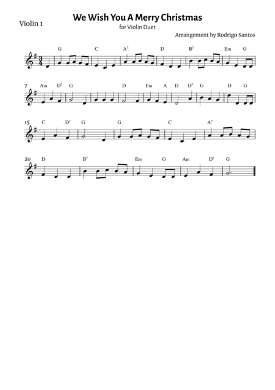 We Wish You A Merry Christmas - Violin Duet String Duet scores gallery preview page 2