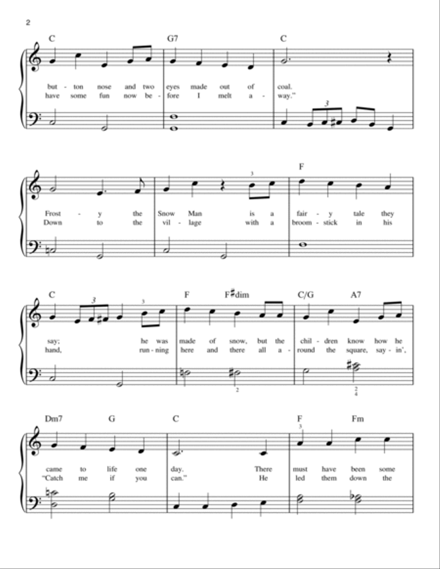 Frosty The Snow Man Easy Piano scores gallery preview page 2