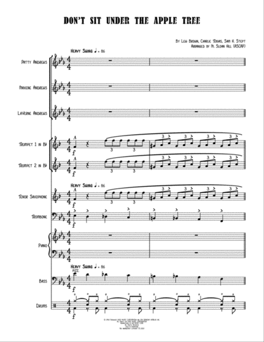 Don't Sit Under The Apple Tree (with Anyone Else But Me) Large Ensemble scores gallery preview page 2