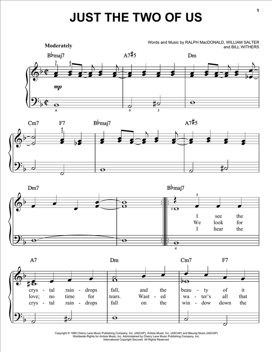Just The Two Of Us Easy Piano scores gallery preview page 1