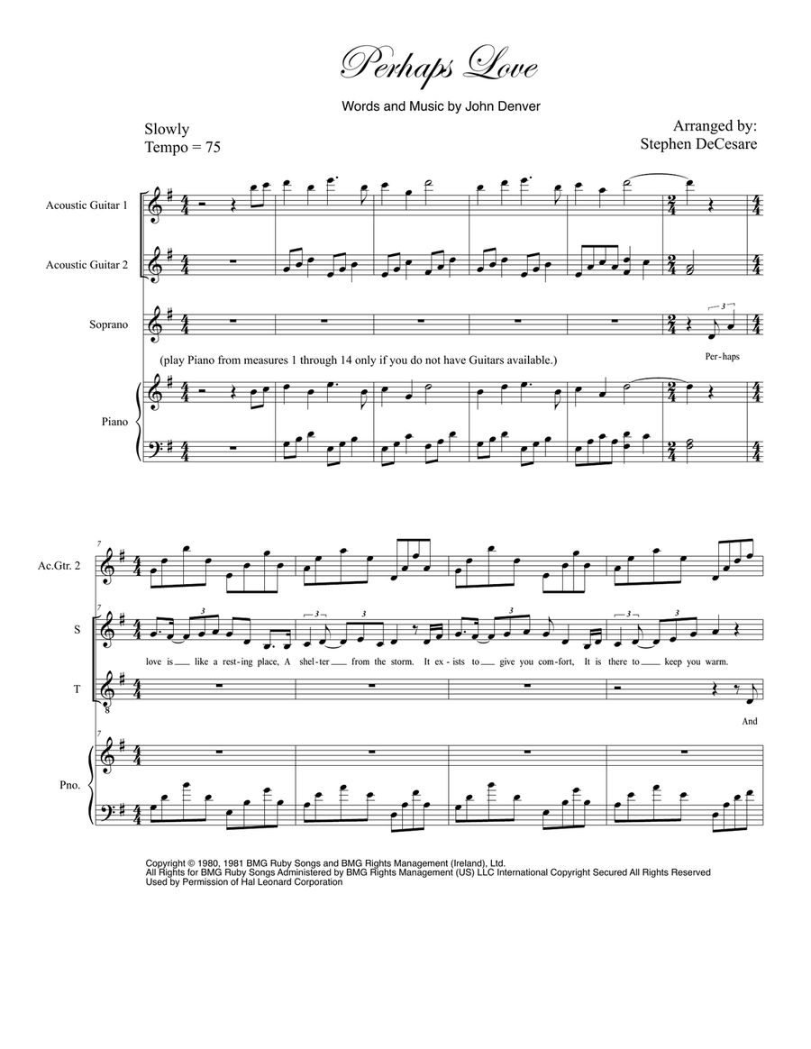 Perhaps Love Vocal Duet scores gallery preview page 1
