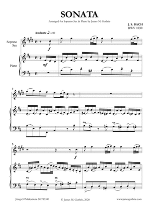 BACH: Sonata BWV 1030 for Soprano Sax & Piano
