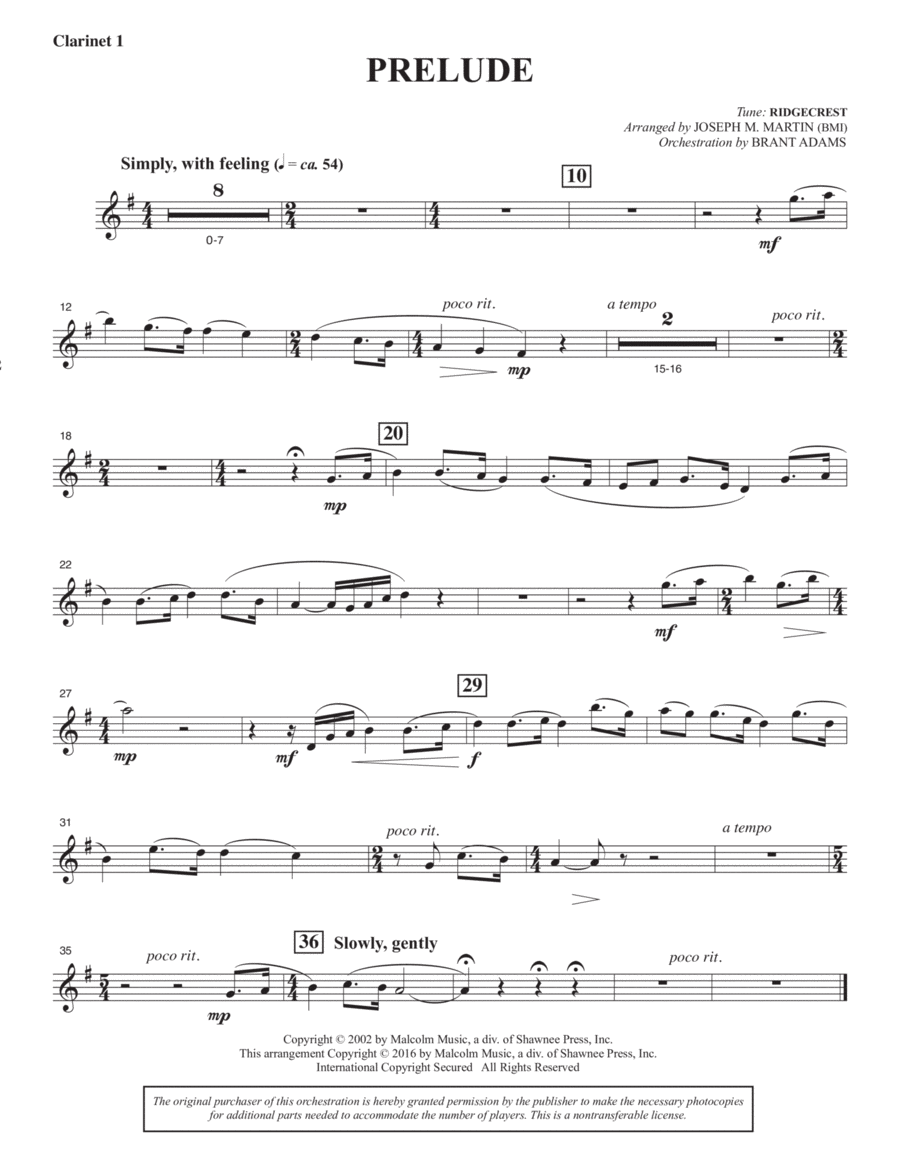 Sacred Places - Bb Clarinet 1 Choir scores gallery preview page 1