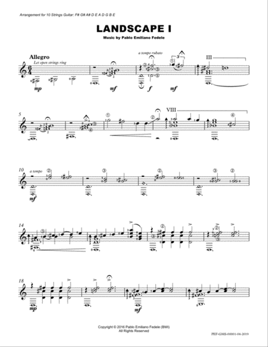 Landscape I - New Edition Classical Guitar scores gallery preview page 2