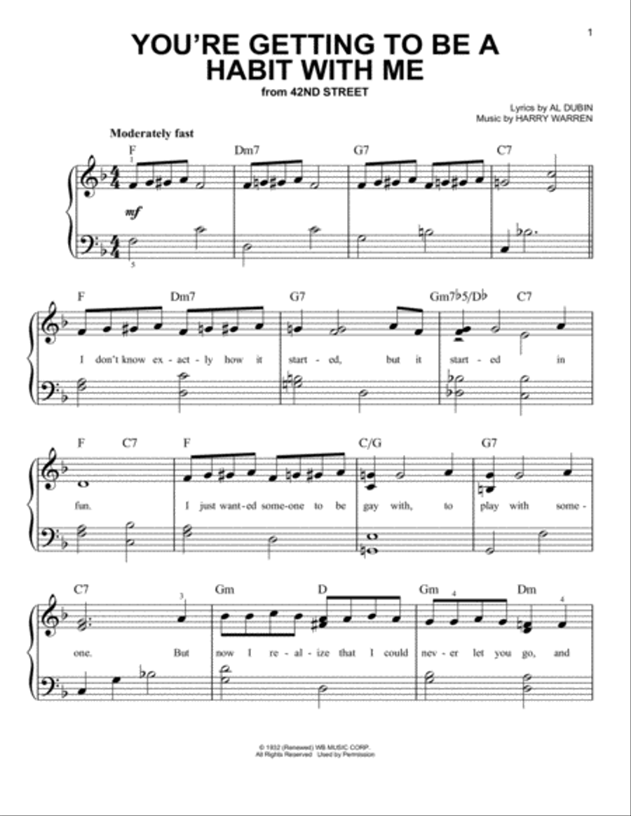 You're Getting To Be A Habit With Me Easy Piano scores gallery preview page 1