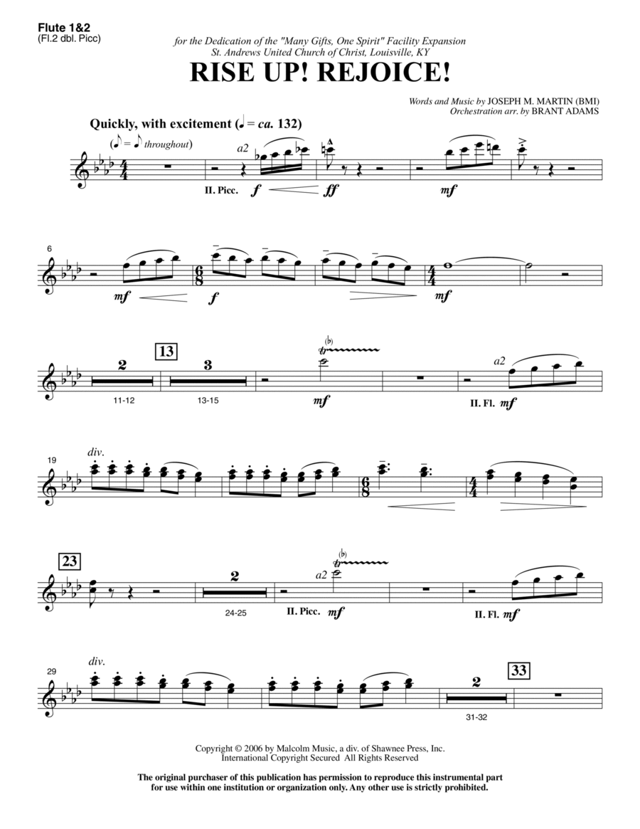 Rise Up! Rejoice! (from Footprints In The Sand) - Flute 1,2 & Piccolo
