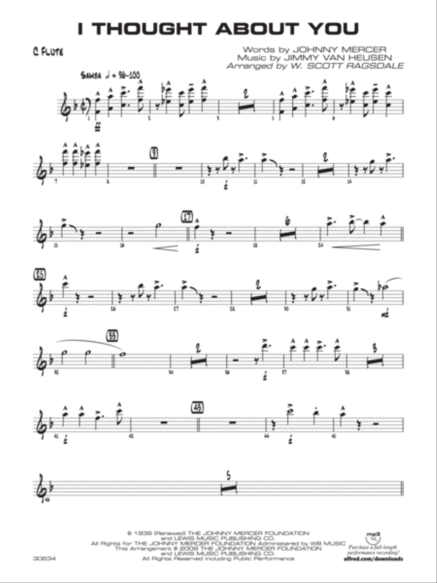 I Thought About You: Flute Jazz Ensemble scores gallery preview page 1