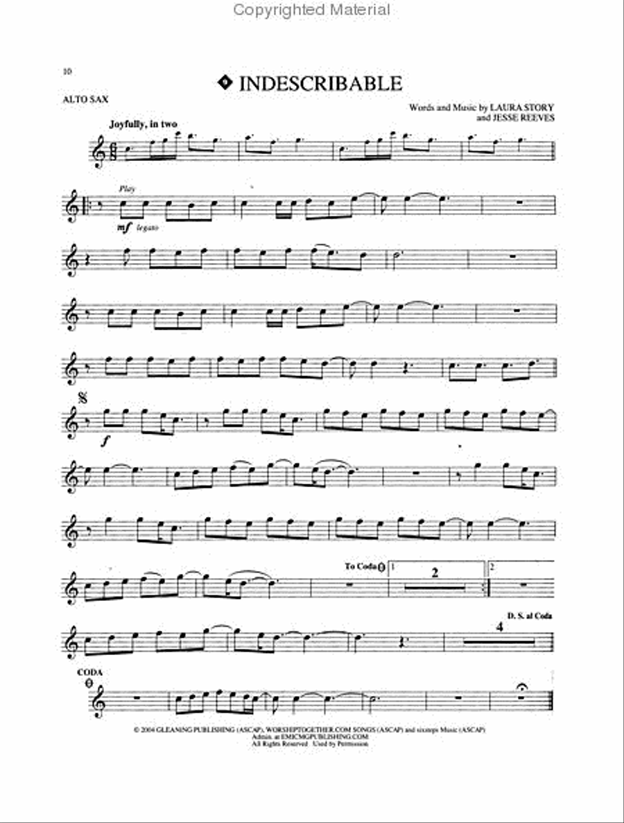 Worship Favorites Alto Saxophone scores gallery preview page 4