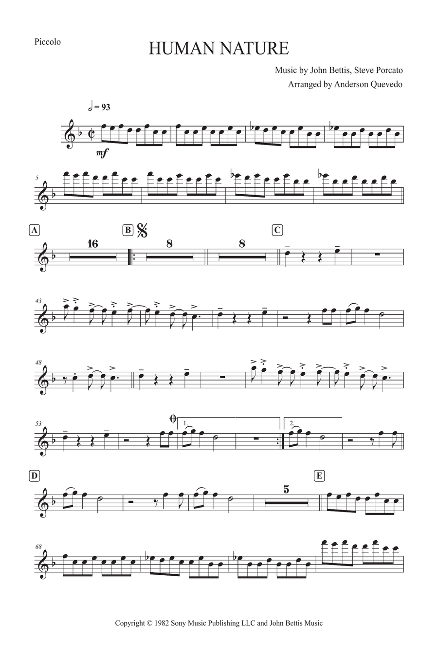 Human Nature Piccolo scores gallery preview page 1