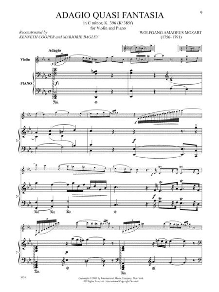 Adagio Quasi Fantasia, K. 396 (K6 385F) - First Edition