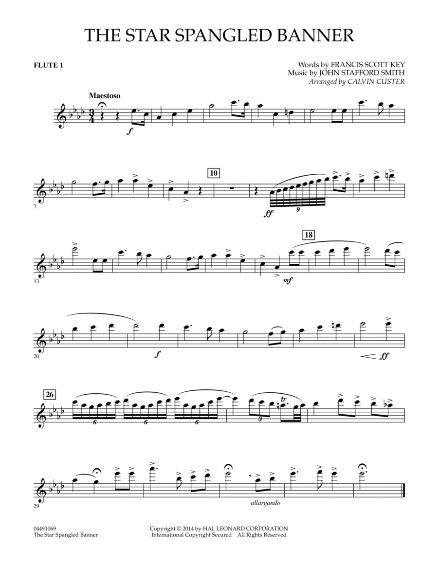 The Star Spangled Banner - Flute 1 Flute scores gallery preview page 1
