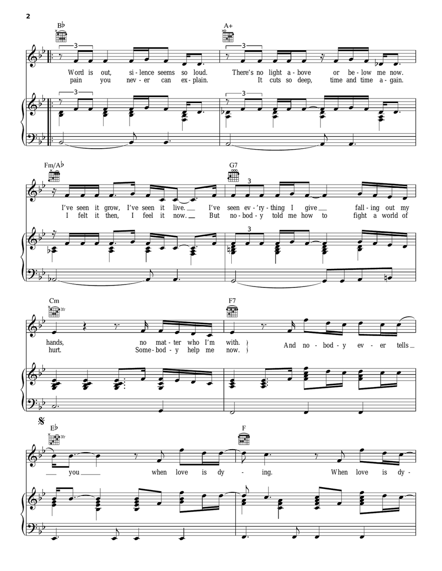 When Love Is Dying Piano, Vocal, Guitar scores gallery preview page 2