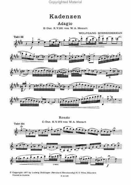 Kadenzen zu Violinkonzerten