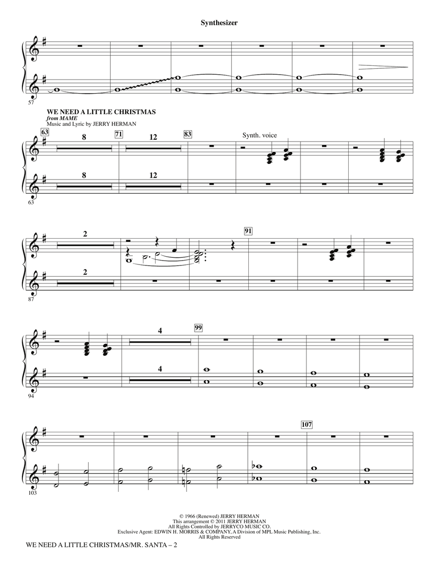 We Need a Little Christmas / Mister Santa - Synthesizer Choir scores gallery preview page 2