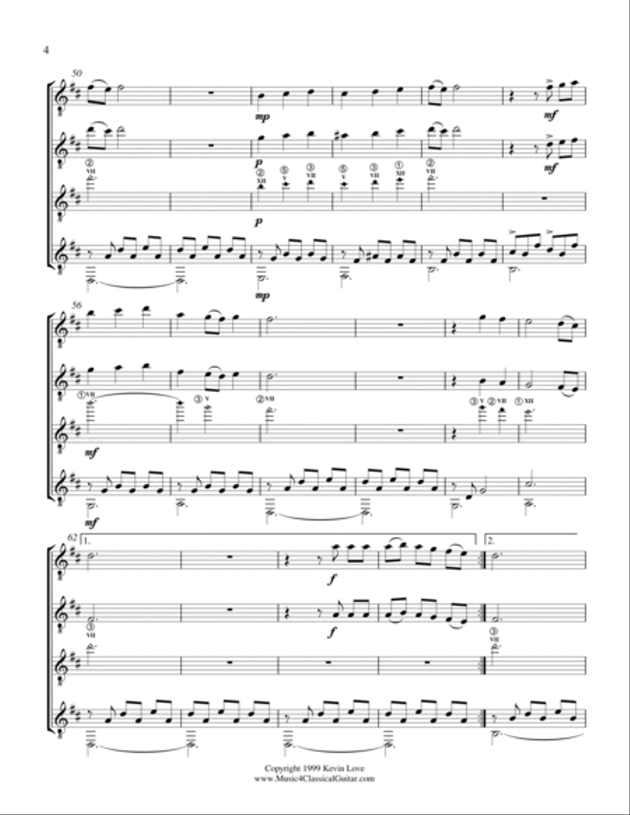 Summer Rain (Guitar Quartet) - Score and Parts Guitar Ensemble scores gallery preview page 4