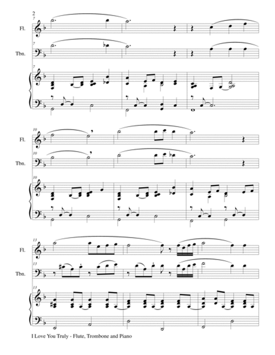 I LOVE YOU TRULY (Trio – Flute, Trombone, and Piano with Score and Parts) image number null