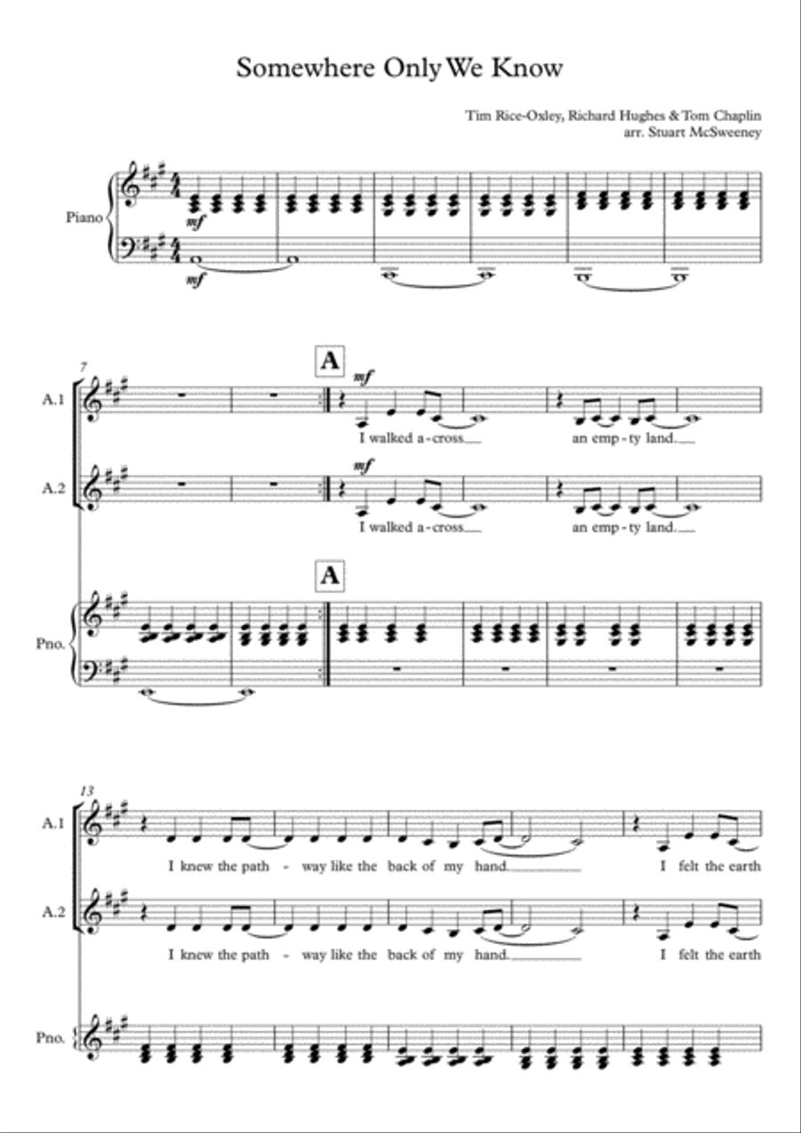 Somewhere Only We Know SSA scores gallery preview page 2