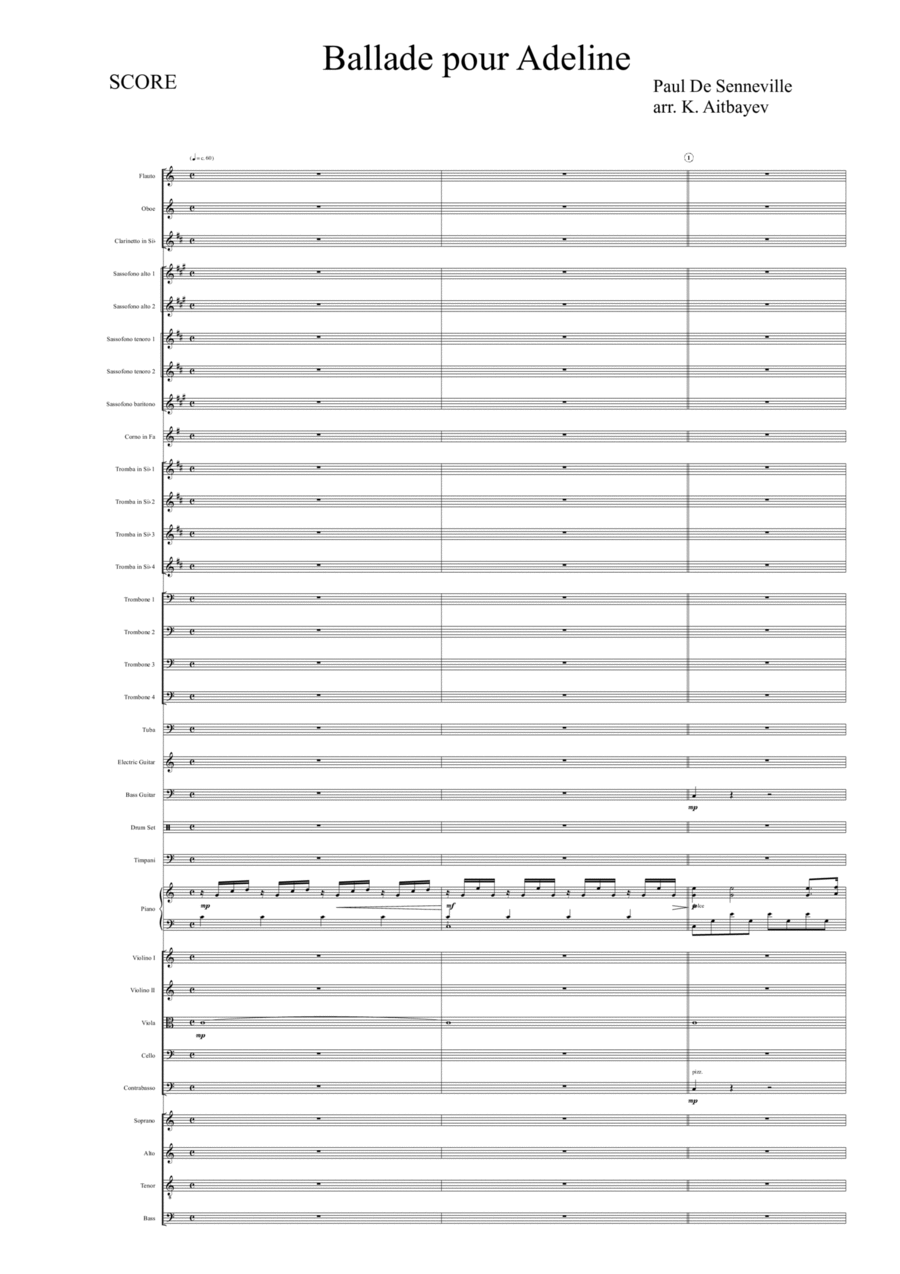 Ballade Pour Adeline Chamber Orchestra scores gallery preview page 1