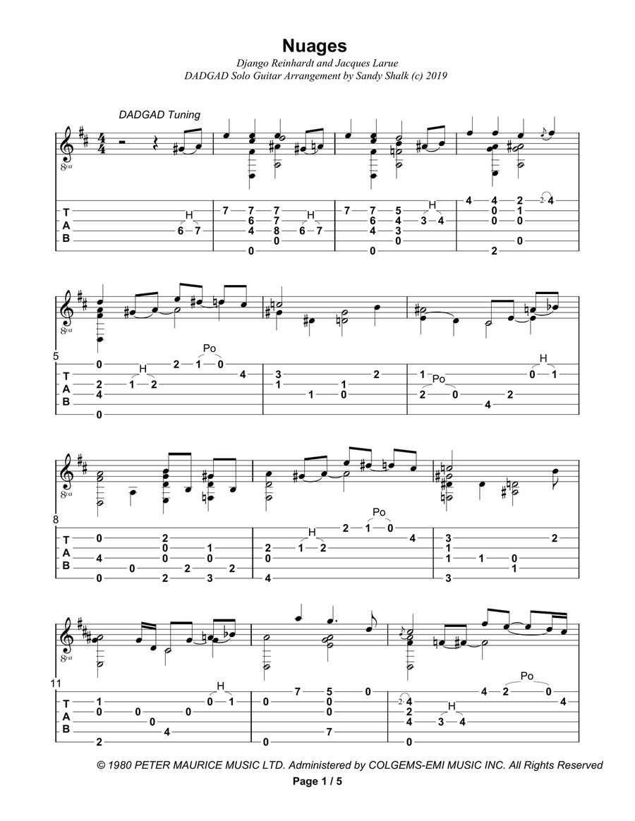 Nuages Electric Guitar scores gallery preview page 1