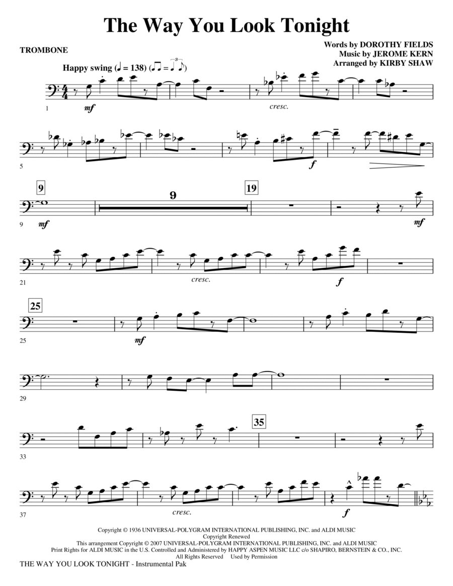 The Way You Look Tonight - Trombone Choir scores gallery preview page 1