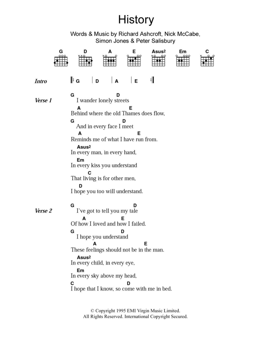 History History Easy Guitar scores gallery preview page 1