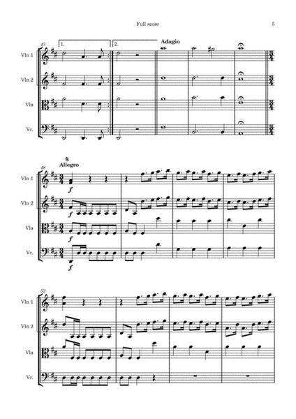 Handel - Music For The Royal Fireworks for String Quartet image number null