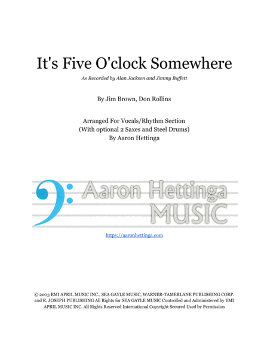 It's Five O'clock Somewhere Small Ensemble scores gallery preview page 1