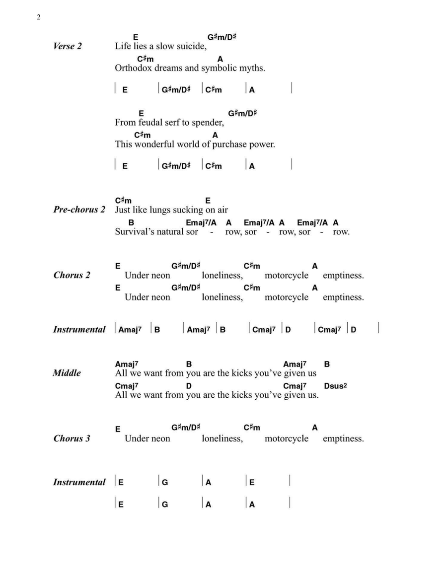 Motorcycle Emptiness Easy Guitar scores gallery preview page 2