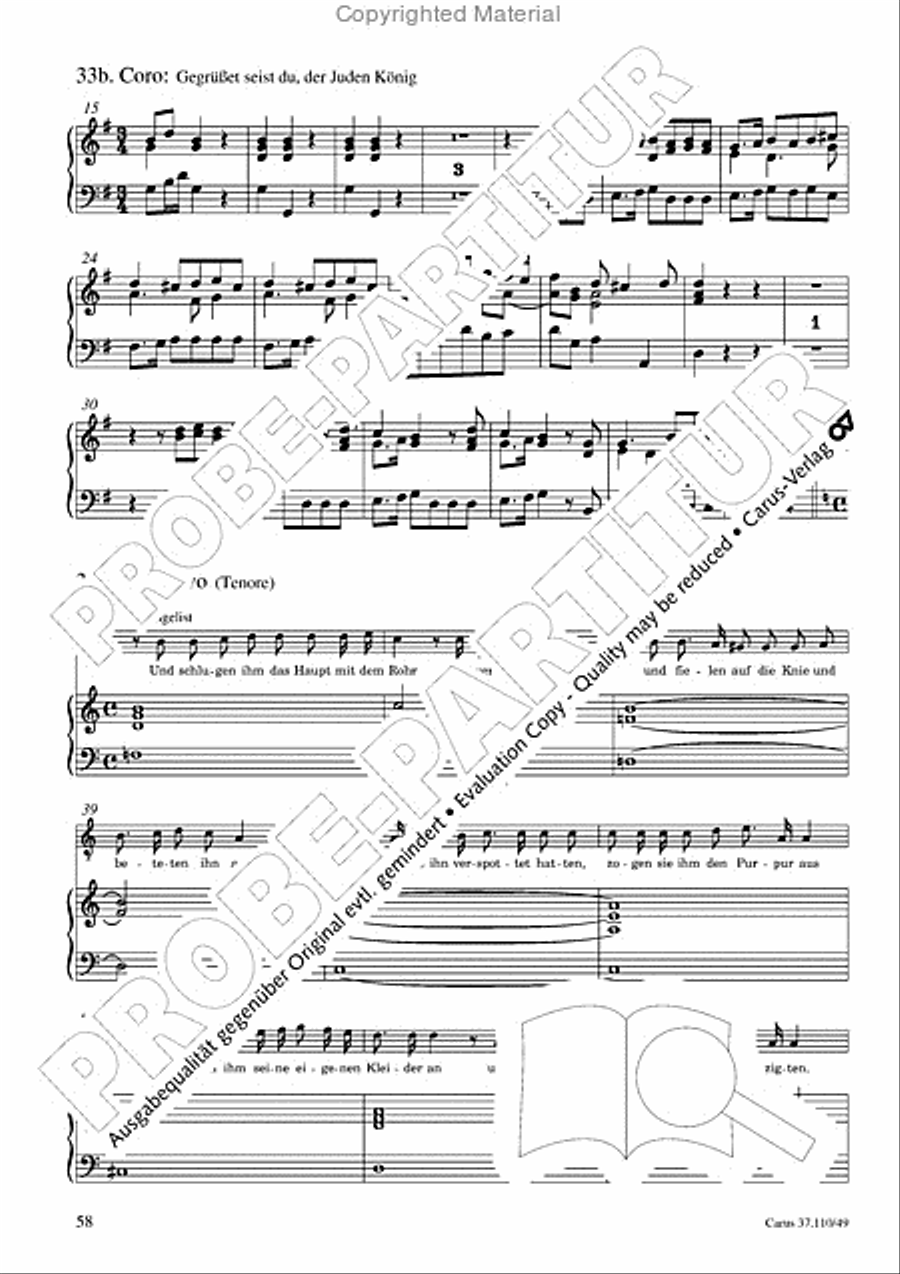 Markuspassion. Werkausgabe Reihe 1, Bd. 7 (Homilius) Organ scores gallery preview page 59