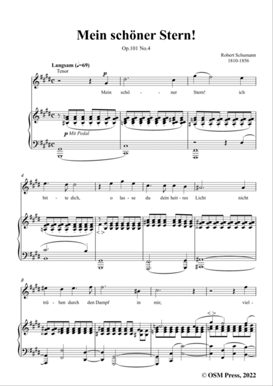 Schumann-Mein schoner Stern!,Op.101 No.4,in E Major Voice scores gallery preview page 3