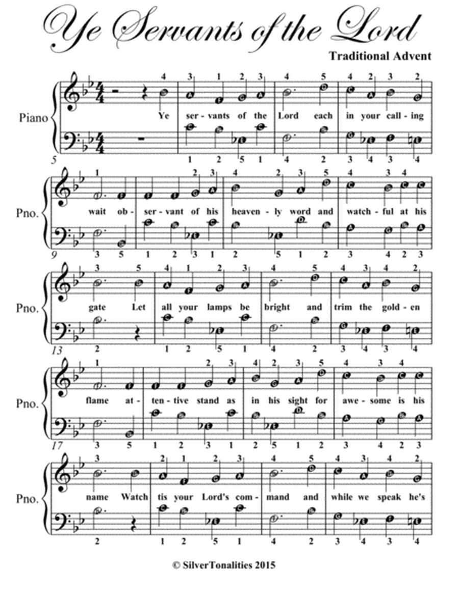 Ye Servants of the Lord Easy Piano Sheet Music