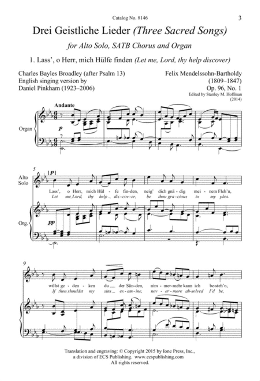 Drei Geistliche Lieder (Three Sacred Songs) 4-Part scores gallery preview page 3