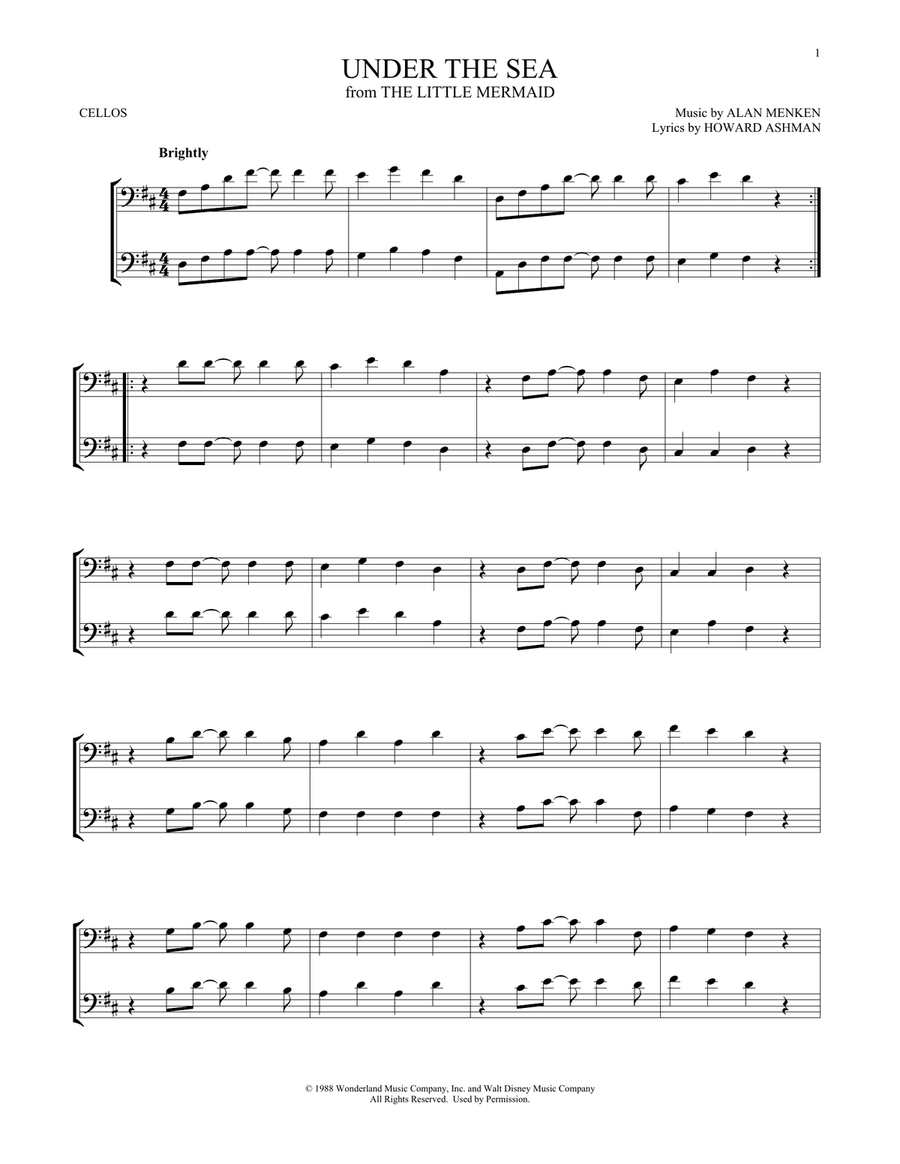 Under The Sea (from The Little Mermaid) String Duet scores gallery preview page 1