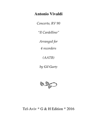 Concerto, RV 90 "Il cardellino" (arrangement for 4 recorders)